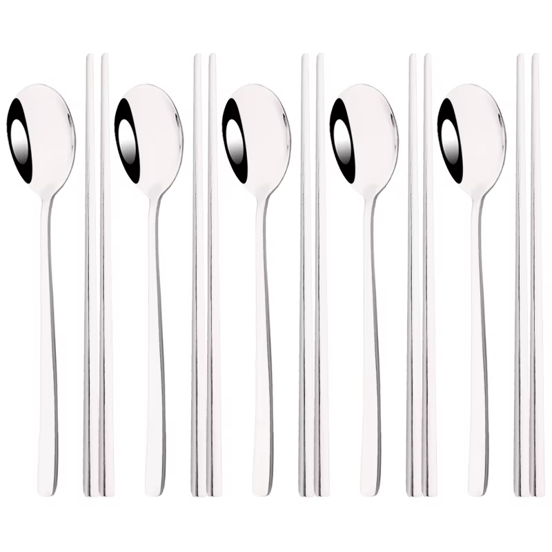 304 ensemble de couverts en acier inoxydable bâtons de Sushi cuillères à dîner ensemble 10 pièces va