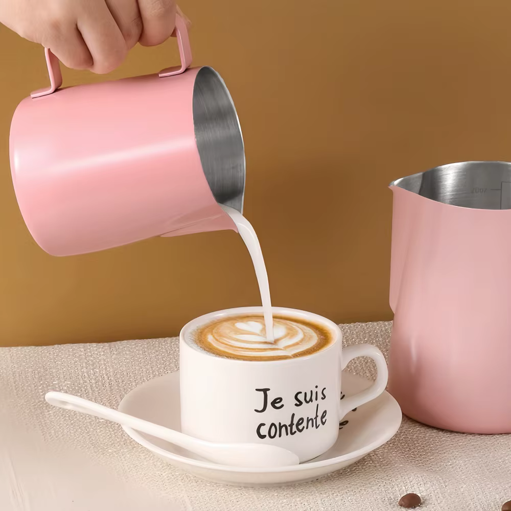 Pichet à mousse de café et de lait, 350/600ML, en acier inoxydable 304, échelle précise, haute quali