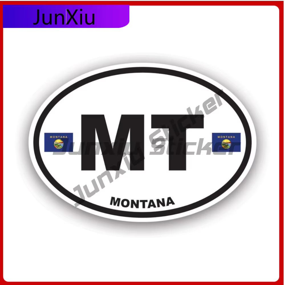 Autocollant ovale drapeau du Montana, autocollant imperméable en vinyle pour pare-chocs d'extérieur,