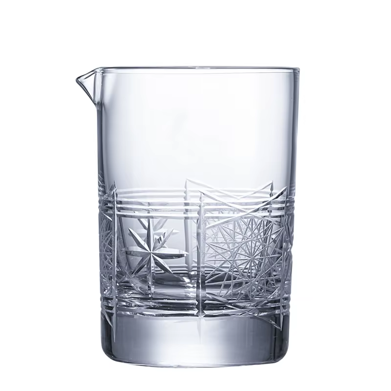 CRISON Tasse à mélanger pour cocktail gravée en verre de cristal fait à la main, mélangeur à cocktai
