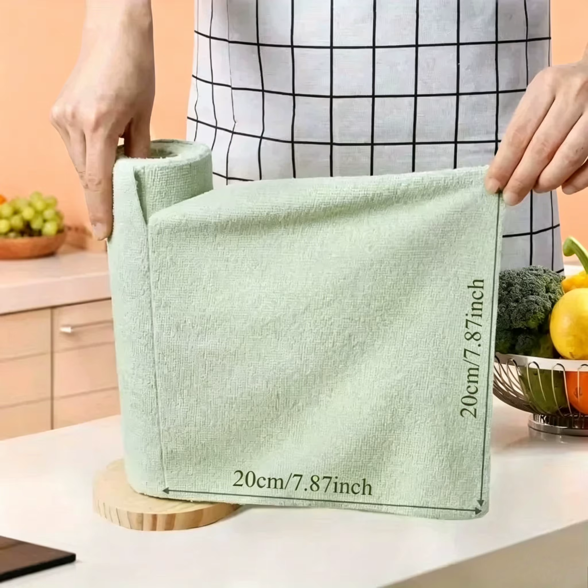 20 feuilles/rouleau de torchons en microfibre – Chiffon de cuisine multifonctionnel double face, idé