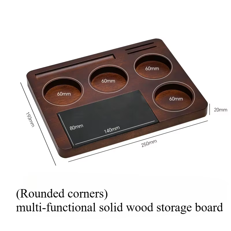 Station de bourrage de café en bois massif arrondi, Angle de 51/54/58mm, avec tiroir, rangement mult