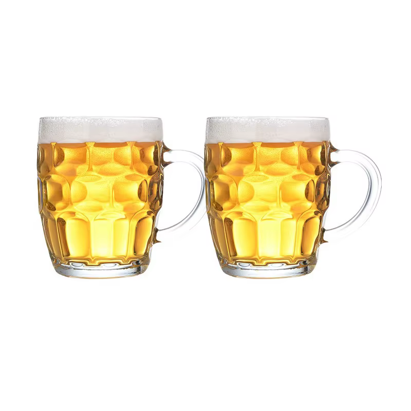 Verre à Bière Artisanal Classique Transparent avec Poignée, Tasse à Thé au Citron, Verres de Bar, Bo