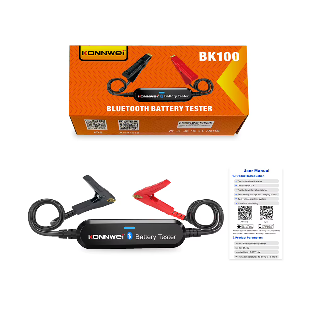 Testeur de batterie de voiture KONNWEI BK200 BK100 6V-12V-24V, contrôle par application Bluetooth po