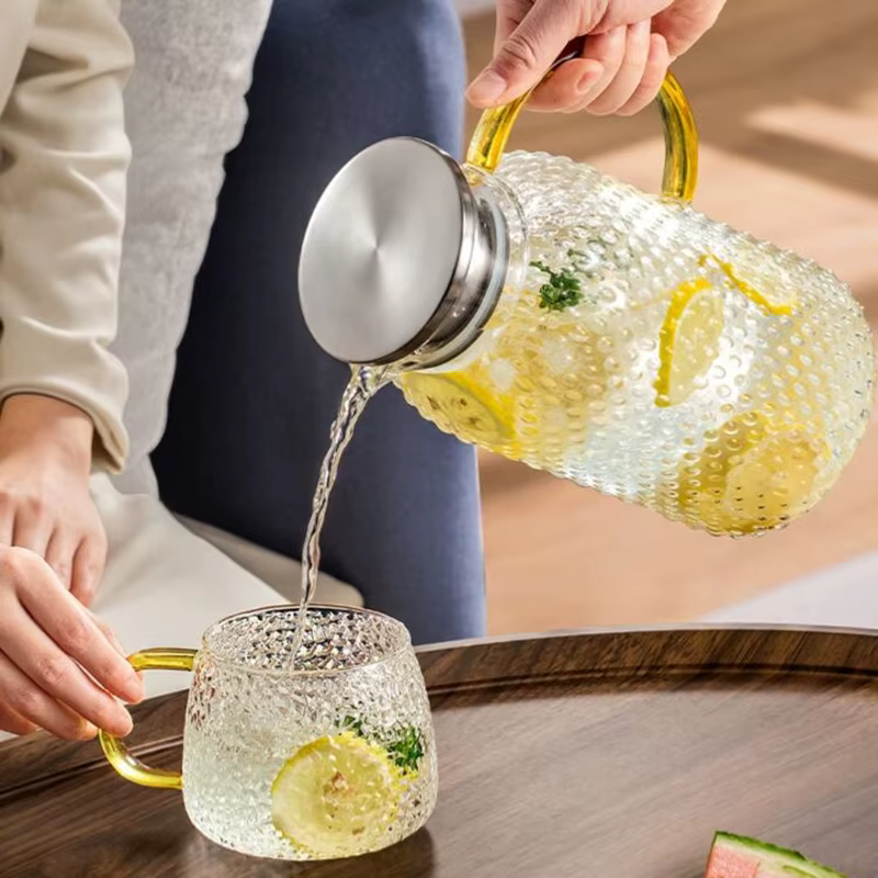 Pichet à jus en verre antidéflagrant, résistant à la chaleur, tasse d'eau, bouilloire froide, récipi