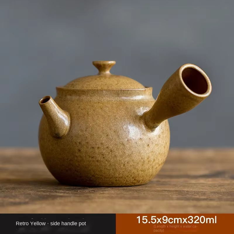 Théière à poignée latérale rétro, style japonais, four, fer cuit, glaçure, ménage, théière unique, s