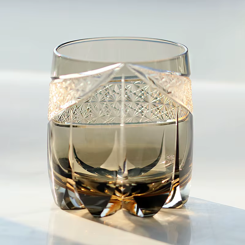 Edo Kiriko – verres à whisky à la mode, gris ambre, 360ml, avec boîte cadeau, nouveau Design, nouvel