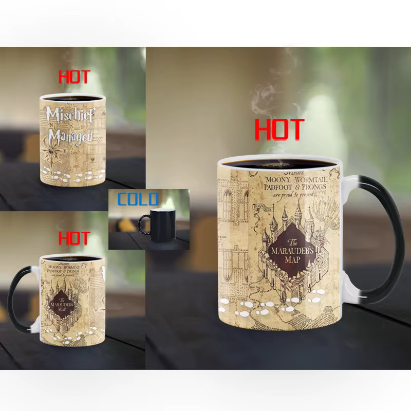 Tasse magique créative, tasse à couleur changeante, carte des marauders, méfait, tasse à café gérée,