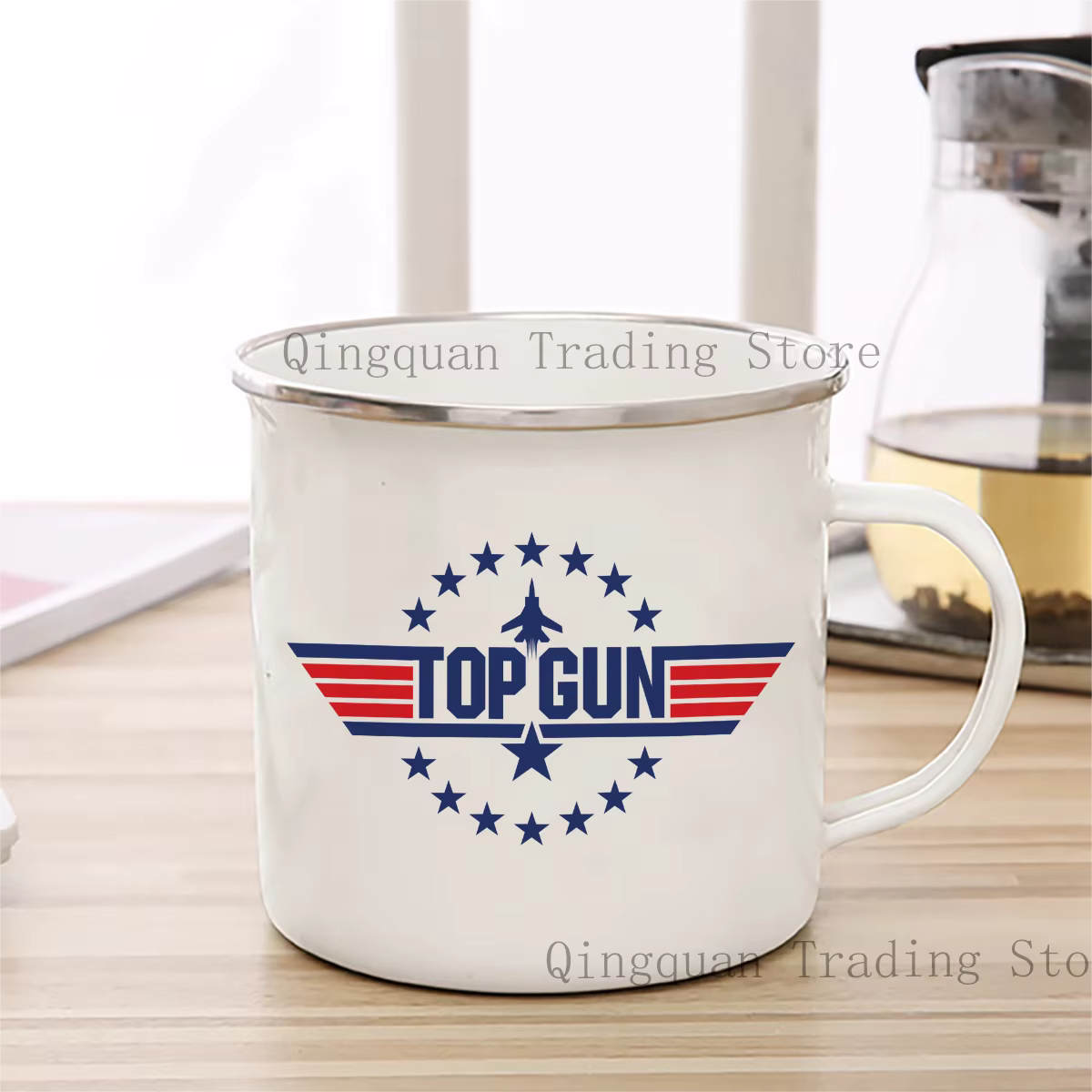 Top Gun tasse émaillée tasse à café 11oz céramique café thé cacao tasse poignée thé boisson tasse so