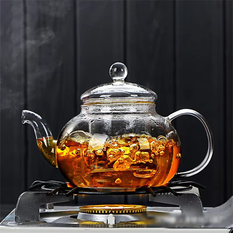 Théière en verre épais filtrée et résistante à la chaleur, 400ml/1000ml, théière à fleurs en verre à