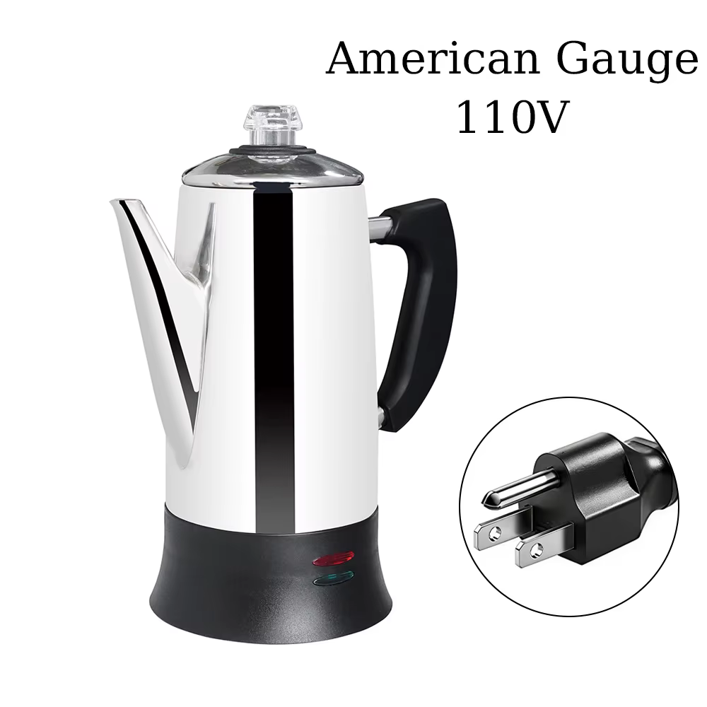 Percolateur à café électrique 12 tasses – Acier inoxydable, préparation rapide, maintien au chaud av