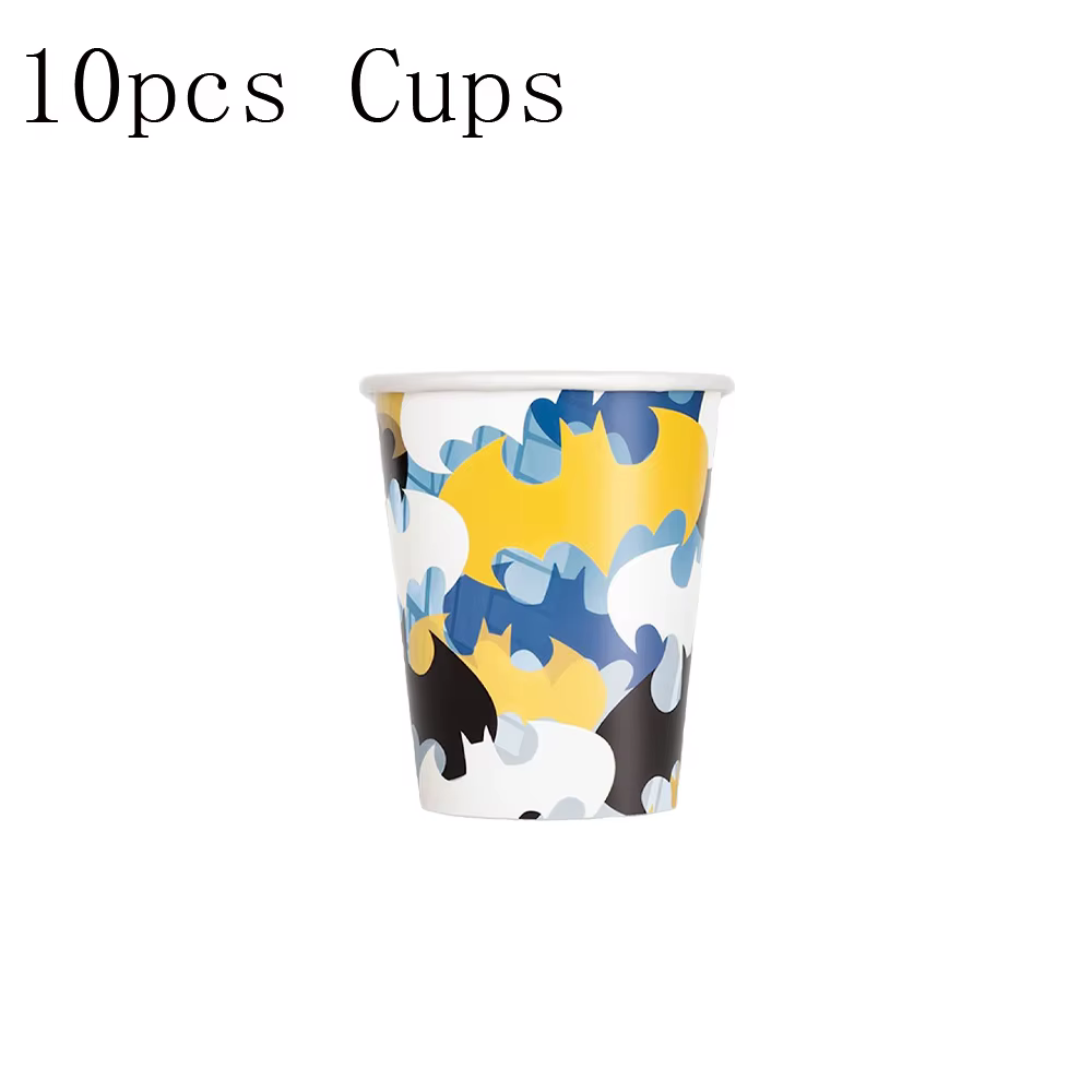 Ensemble de vaisselle jetable Batman : Nappe, Décoration de gâteau, Sacs cadeaux, Décor de fond, Ser