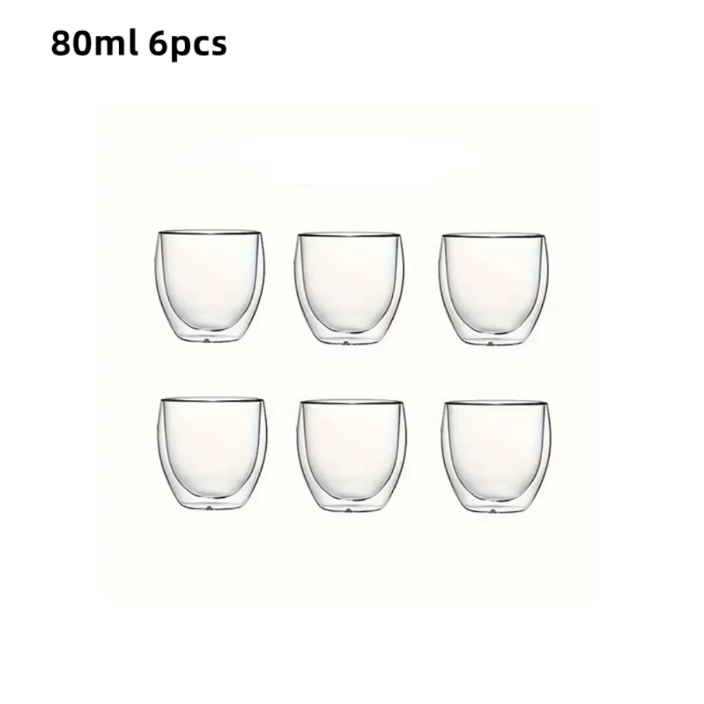 Tasses à expresso en verre transparent isolées à double paroi, 80/150/250/350/450ml, parfaites pour 