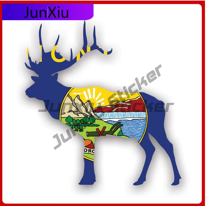Autocollant de voiture en vinyle en forme de cerf du Montana, résistant aux UV, pour chasse, tir à l