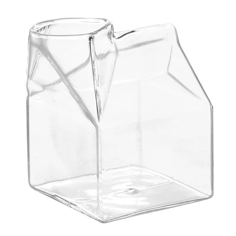 1Pc demi-pinte lait Carton Style créatif Mini crémier cruche verre lait tasse tamis tasse lait tasse