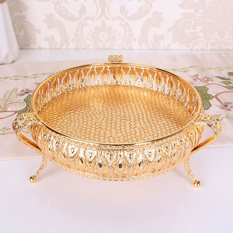 Assiette de fruits vintage européenne, assiette en verre d'hôtel ronde haut de gamme, corbeille de f