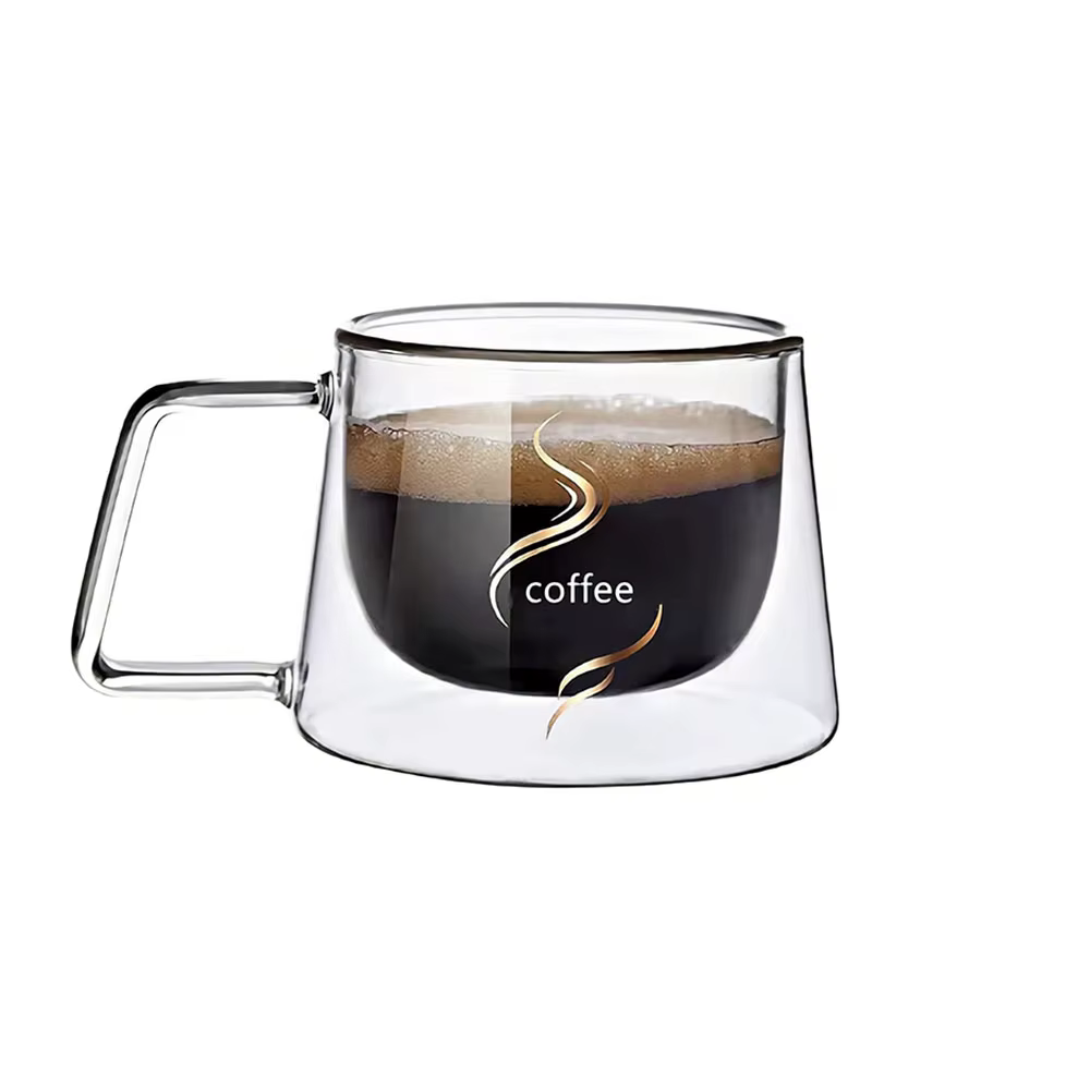 Tasse à expresso transparente résistante à la chaleur de 200ML, tasse à café en verre à Double paroi