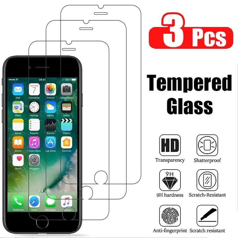 3 pièces verre trempé pour Apple iPhone 6 6S 7 8 Plus SE 2022 protecteur d'écran en verre pour iPhon