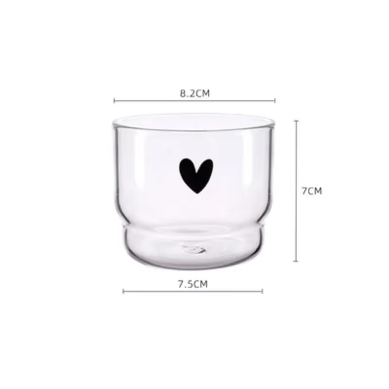 Tasse en verre murale Love/Happy de 300ml, tasses en forme de cœur pour café au lait, tasse à boisso