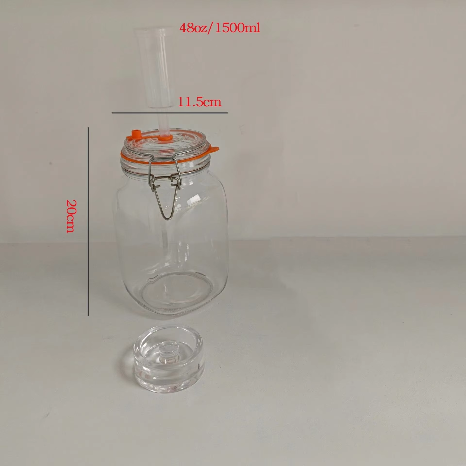 Pot de fermentation, pot de fermentation en verre de 1,5 litre avec poids de fermentation et sas
