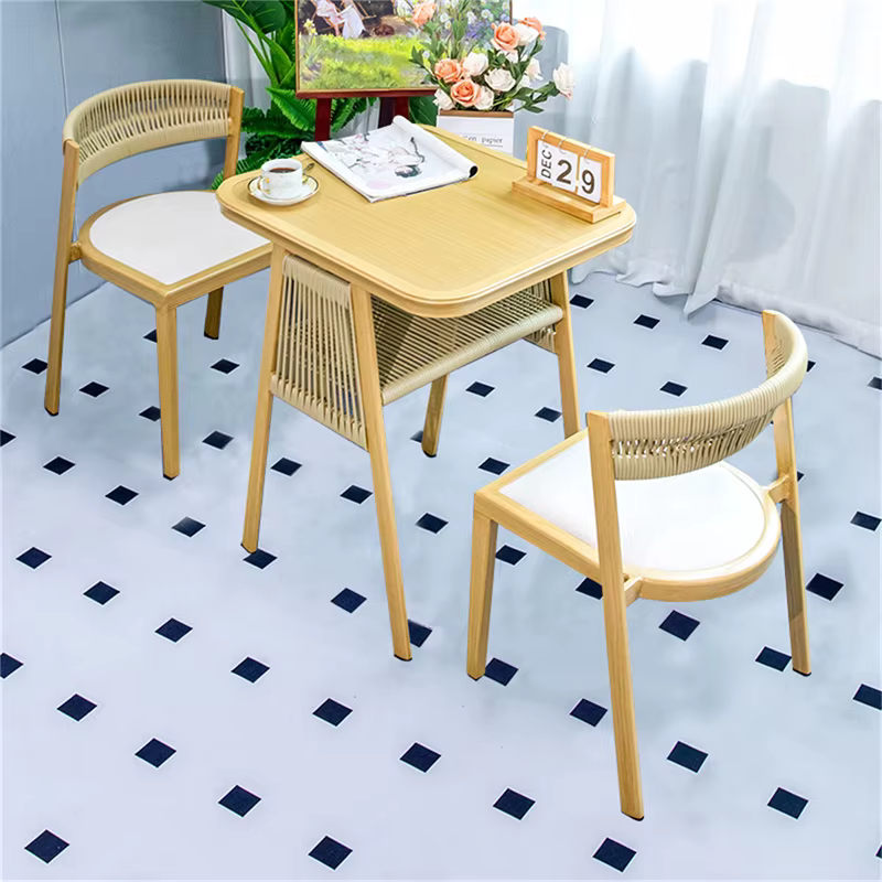 Ensemble de 3 pièces Table et chaise de balcon, plateau en verre trempé, cadre en aluminium, ensembl
