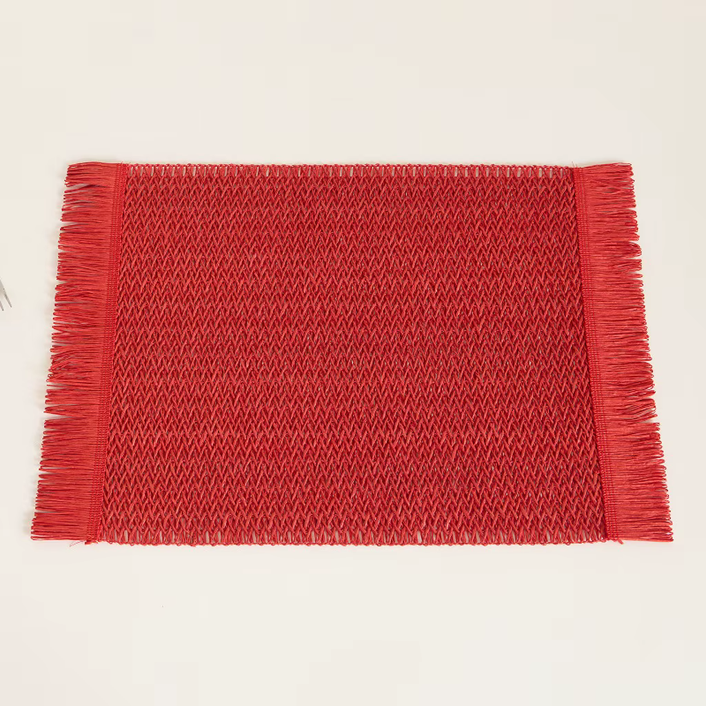 Set de table minimaliste moderne à bords effilochés, tapis de table antidérapant, texture naturelle,