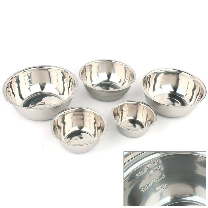 Ensemble de 5 bols en acier inoxydable, coordonnants, pour fouetter, salade, cuisson