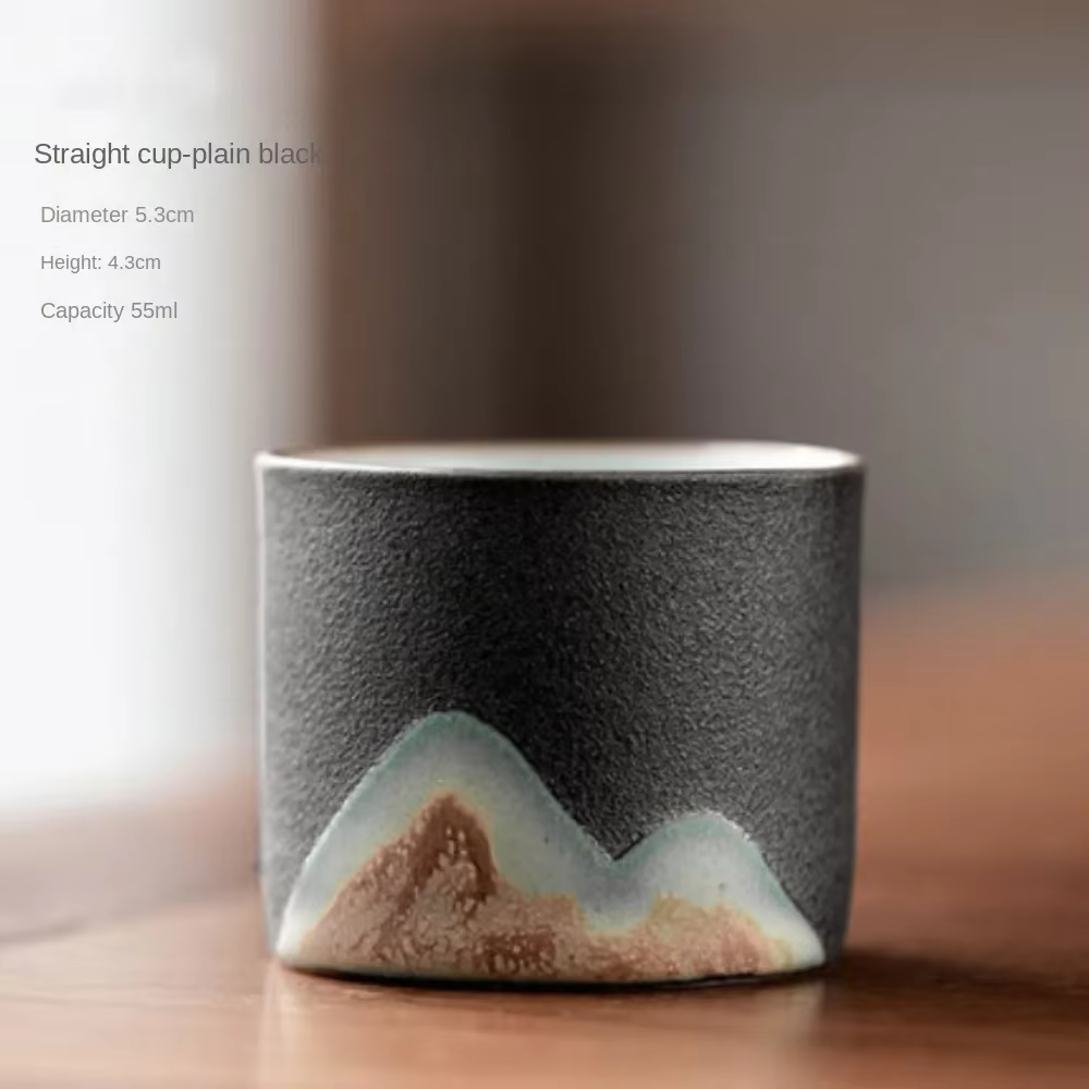 Tasse à café rétro en céramique de 80ml, tasse d'eau de bureau avec filtre, tasse à thé avec manche 