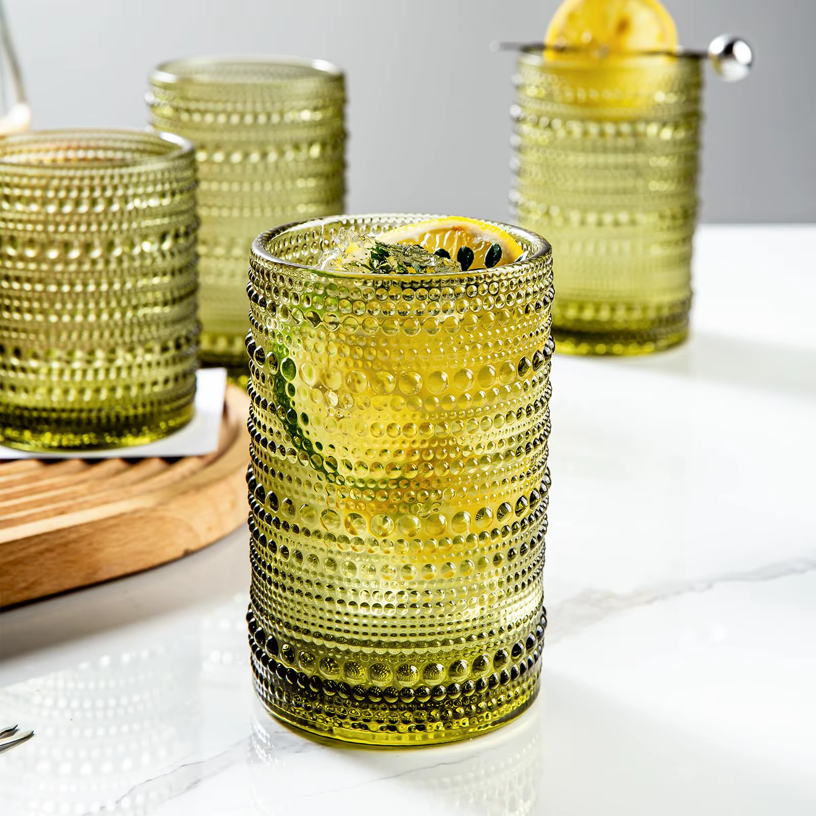 Verre en Forme de Goutte de Pluie Vintage, 8 Pièces, 300/400ml, Highball, Gaufré, à l'revêt, pour Re