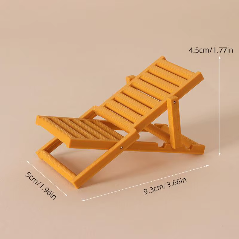 Chaise de plage pliable miniature en bois pour maison de poupée, modèle 1/12, pour décor de scène de