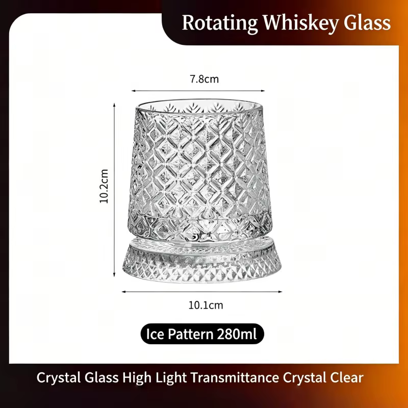 Verre à whisky rotatif 280 ml, verre à rhum en cristal, verre à cocktail pour fête, cadeau créatif, 