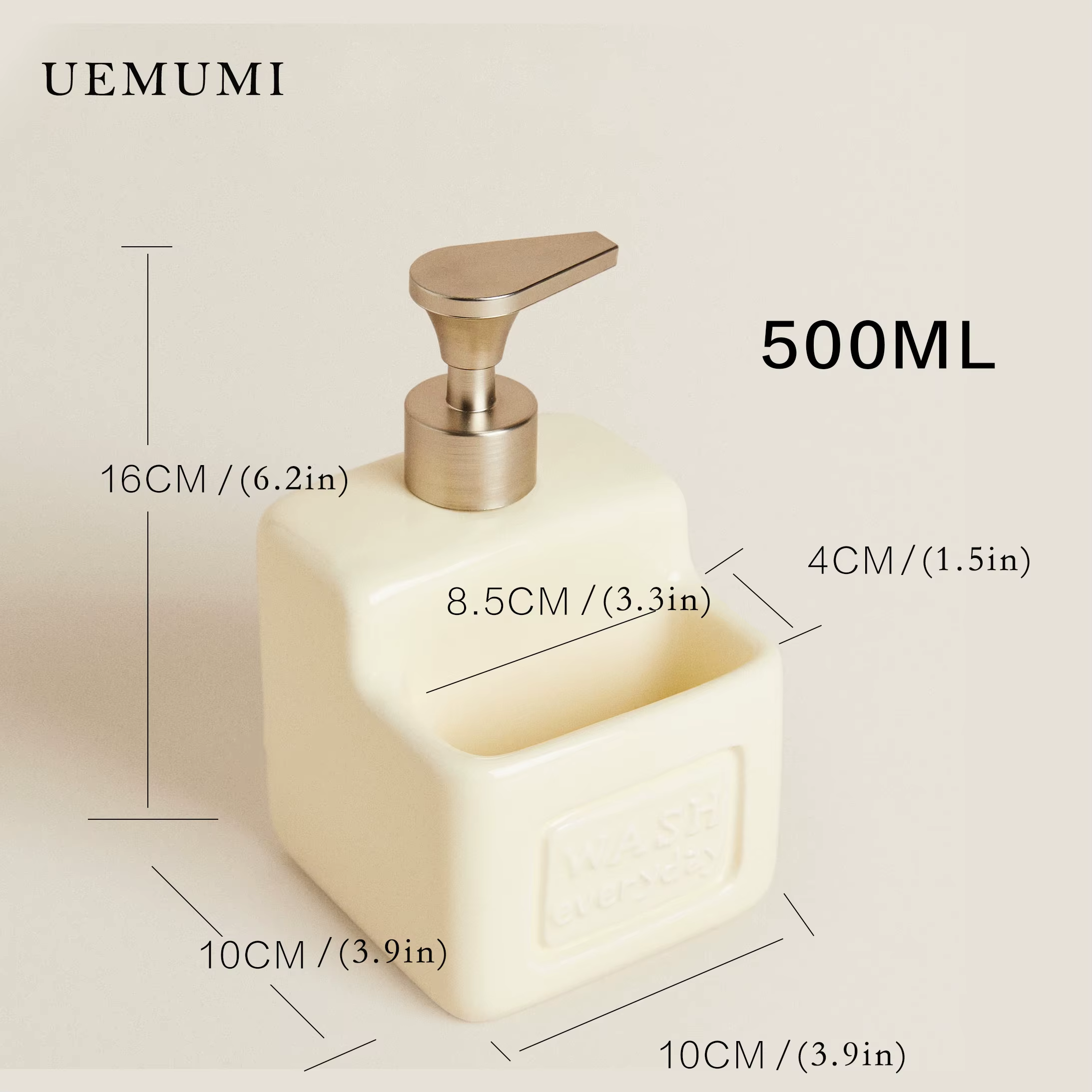 Distributeur de liquide réutilisable en céramique Beige de luxe, bouteille distributrice de Gel douc
