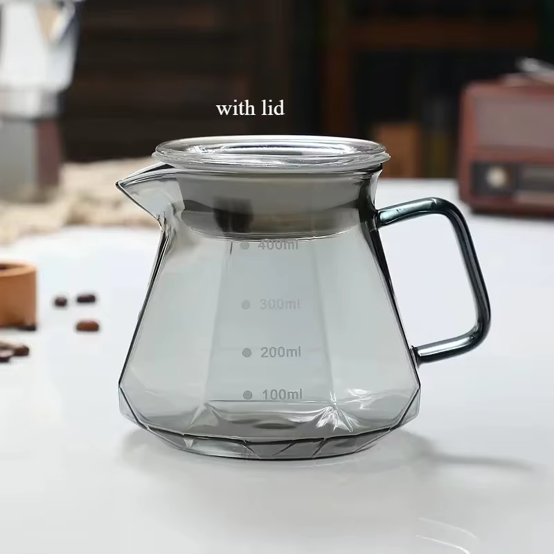 Pot de partage de café en verre de diamant de 400 à 600ml, Pot à café en verre expresso, bouilloire 