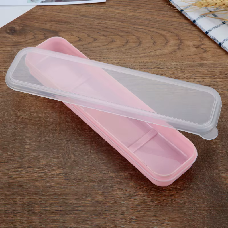 Étui à couverts de voyage avec fente, couvercle Transparent, porte-ustensiles Portable anti-poussièr