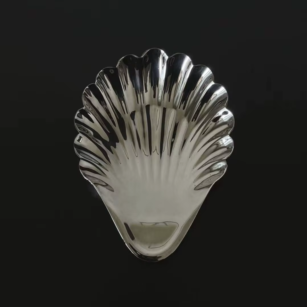 Assiette en acier inoxydable 304, plat en forme de coquille, plat en métal pour fromage, Dessert, ra