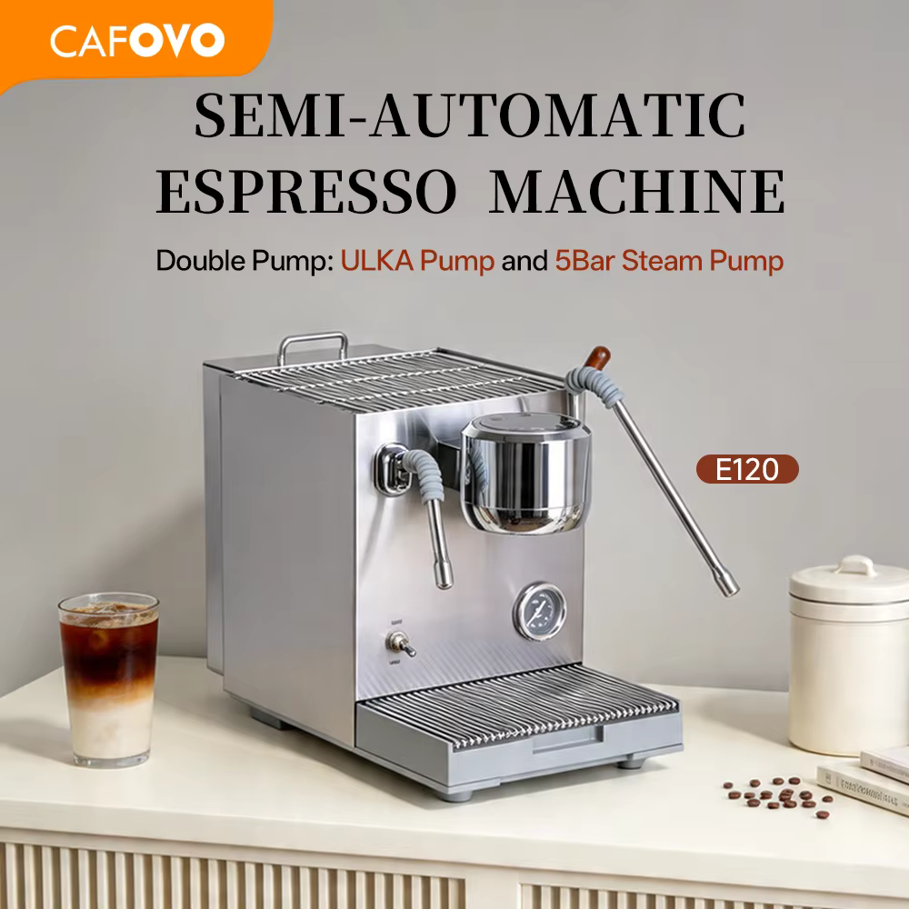 Machine à expresso CAFOVO E120 9 bars, 3 chaudières, système ULKA 2 pompes OPV avec écran OLED pour 