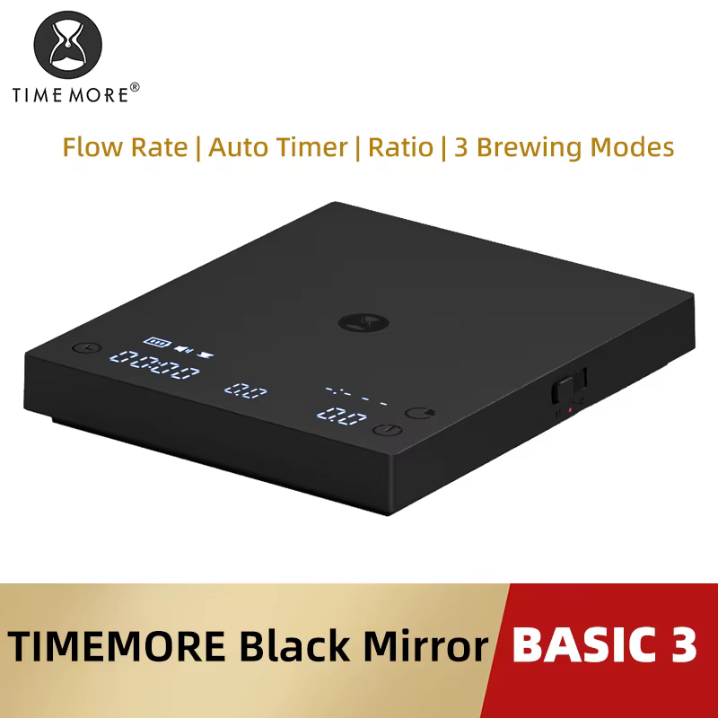 TIMEMORE Basic 3 Black Mirror, balance à café pour infusion, balance à expresso, débit, minuterie au
