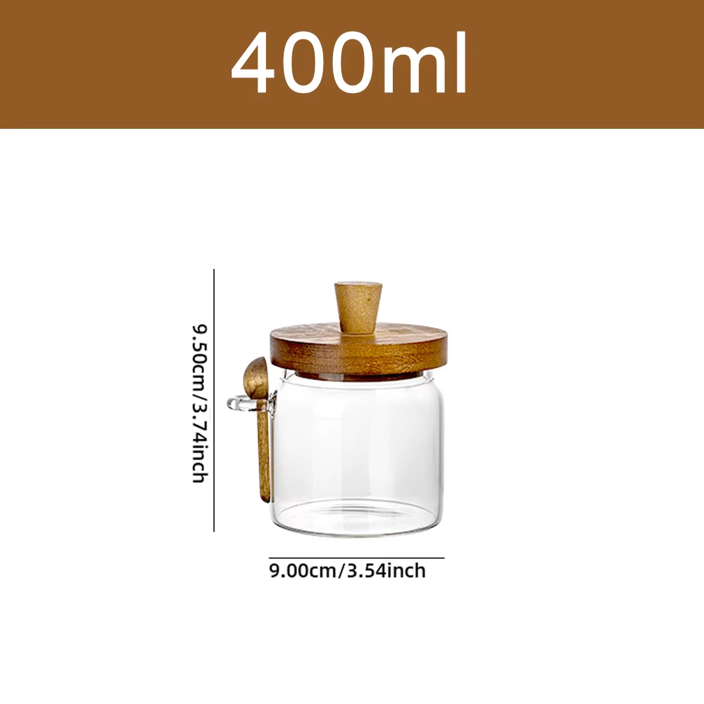 Pot en verre pour céréales, grains de café, feuilles de thé, conteneurs de stockage avec couvercle d