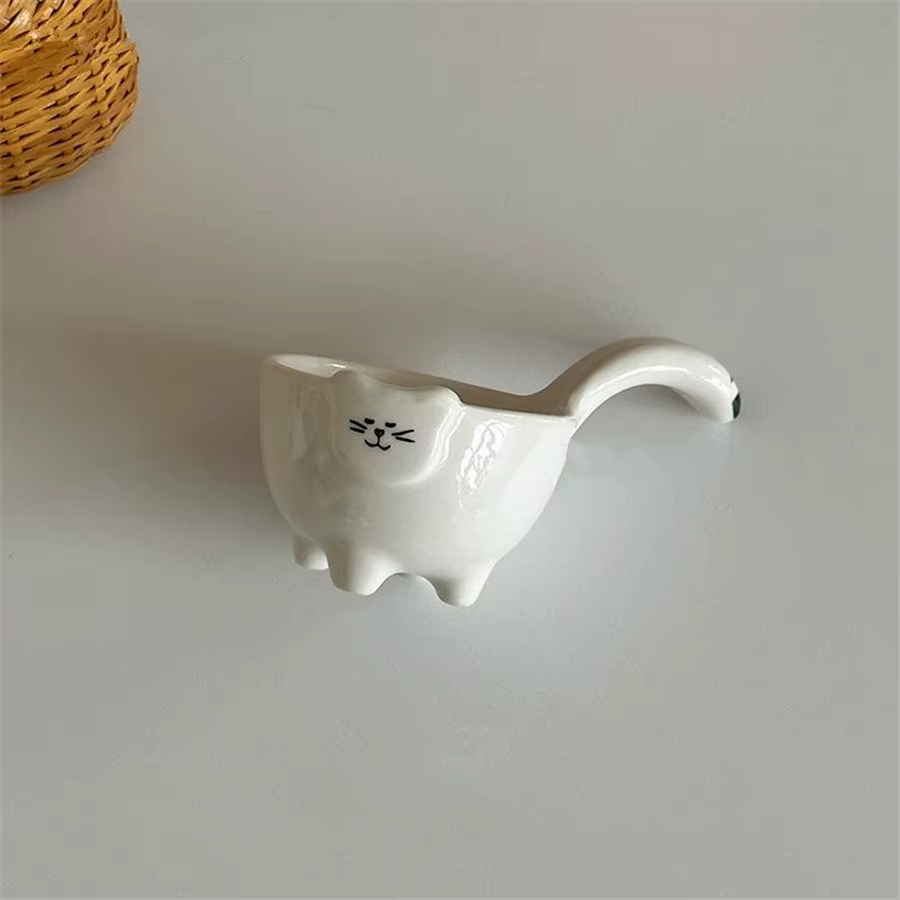 Petite tasse à café et à lait en forme de chat, petit bol à saccharine en céramique avec poignée, pe