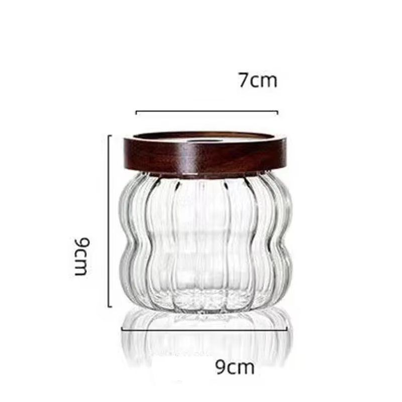 Bocal en verre à haute teneur en borosilicate avec couvercle en bois, récipient scellé, pot de stock