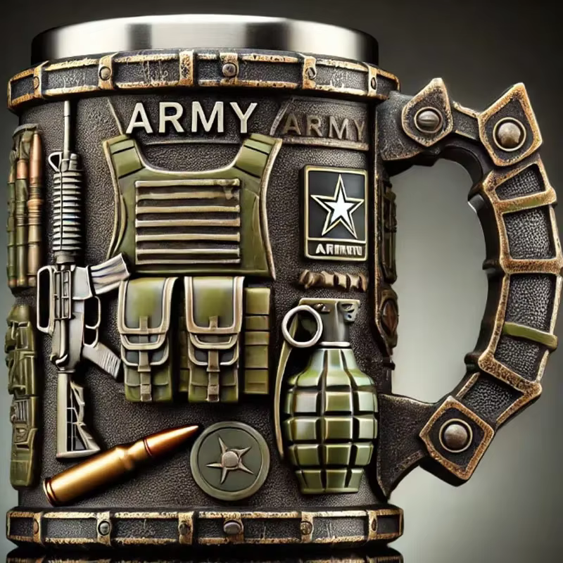 Mug militaire 3D, magnifique mug à café militaire sur le thème de l'armée, fait main, cadeau pour le