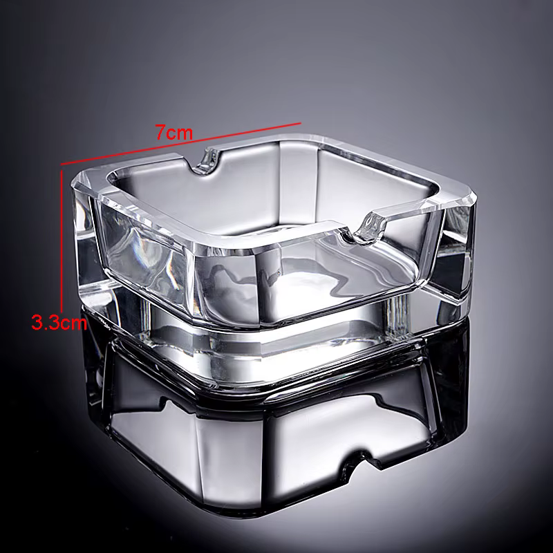 Cendrier en verre simple, carré, transparent, pour cigares, pour la maison et le bureau, conteneurs 