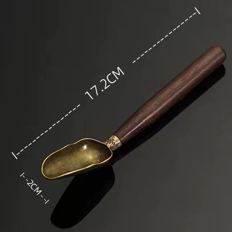 Cuillères à café en alliage d'ébène, cuillère à thé en bois naturel rétro feuilles de thé pelle Kong