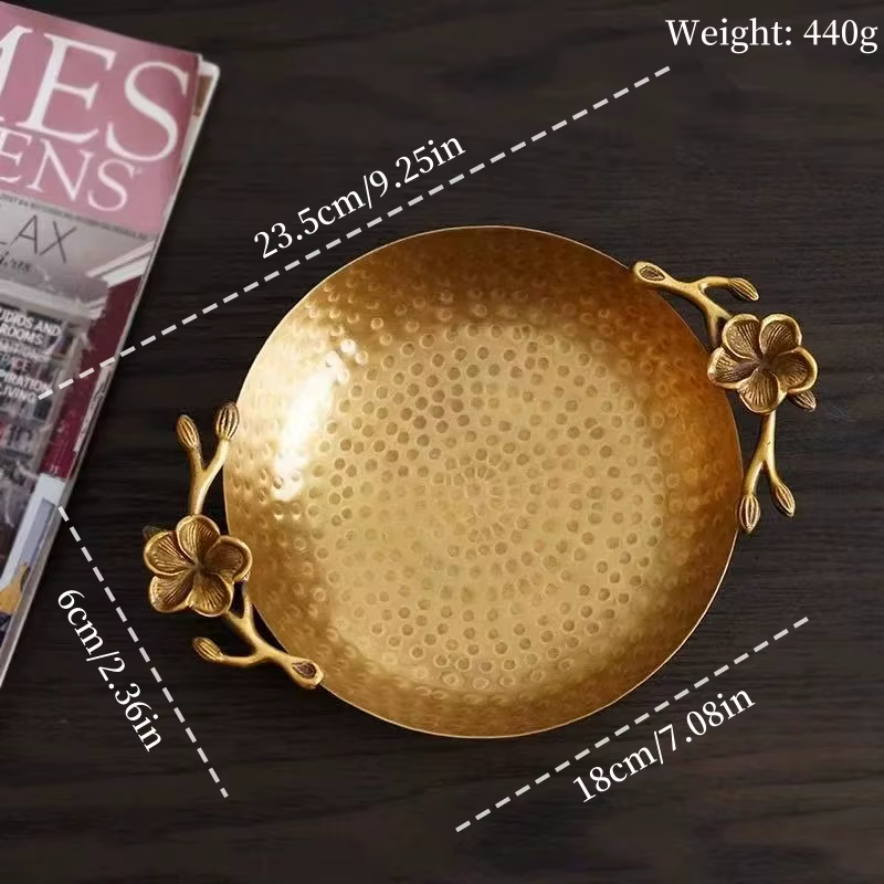 Plateau de fruits européen, assiette alimentaire de 23 cm de forme ronde de fleur de prunier de grav
