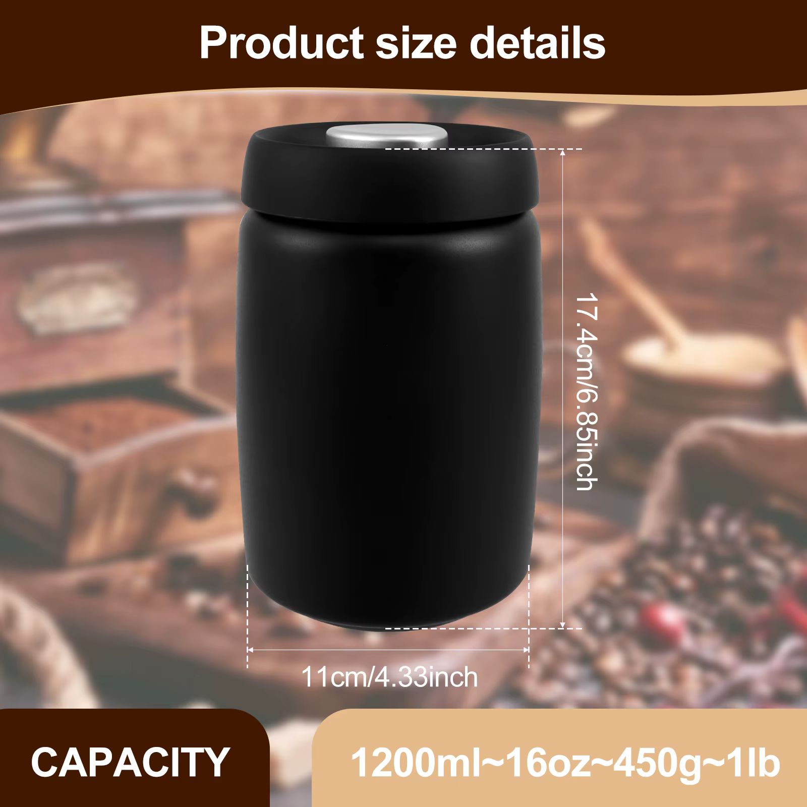 Pichet scellé sous vide en grains de café, en acier inoxydable 304, récipient de stockage des alimen