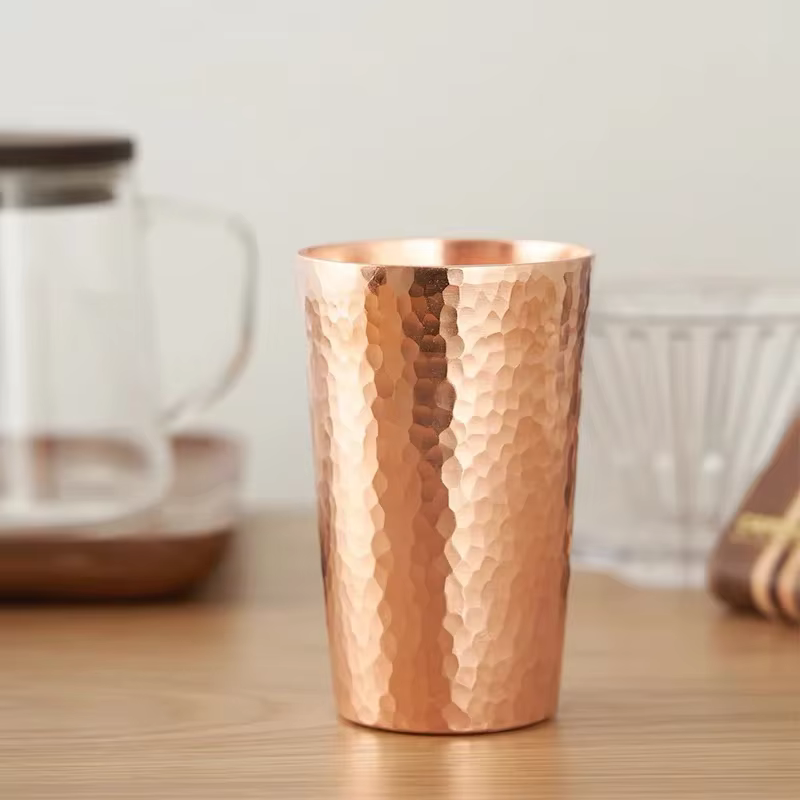 Tasse en cuivre pur pour tasses à café en poudre, verres martelés décroissants à la main