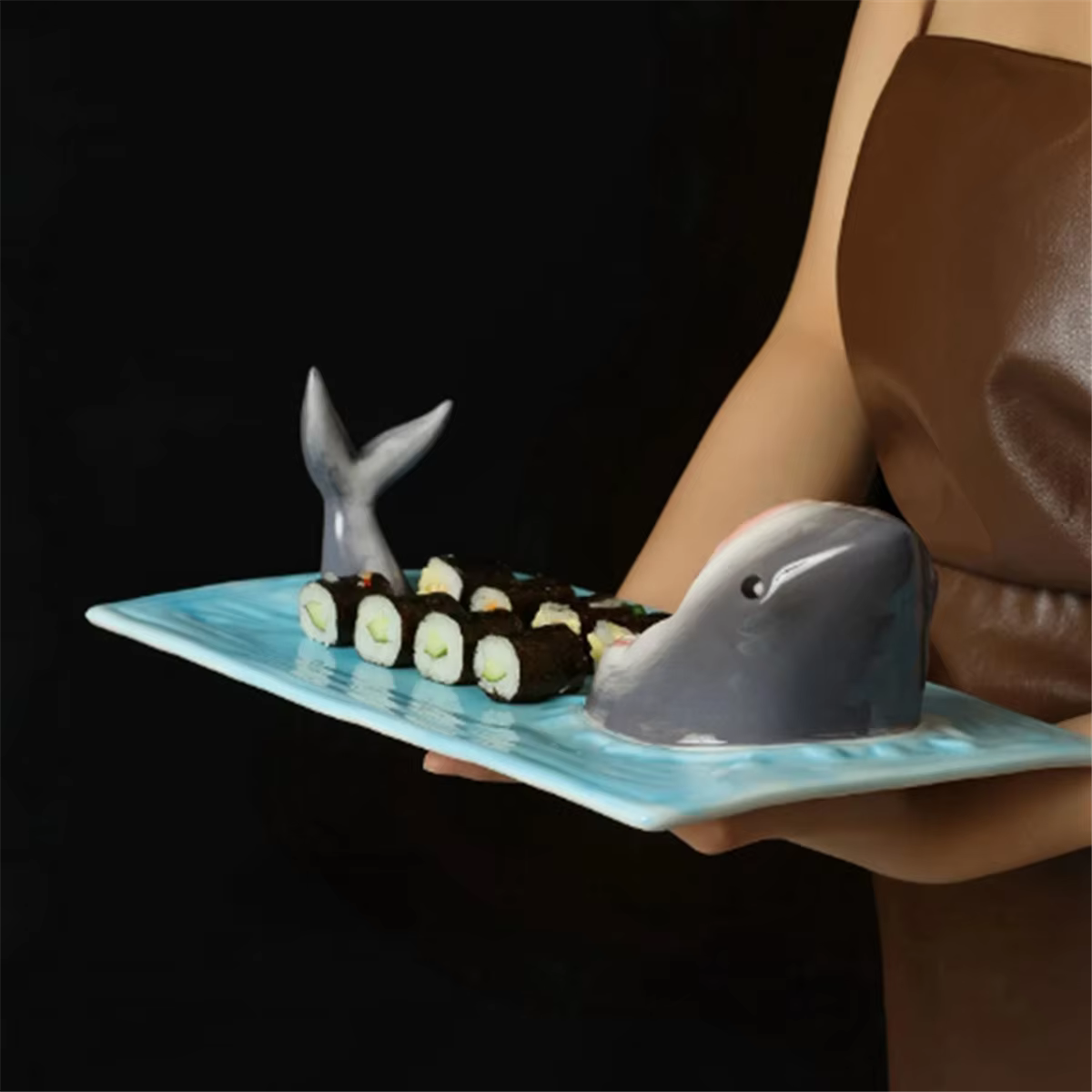 Assiette à Sushi en céramique AA91, planche à fromage rectangulaire en forme de requins, décoration 