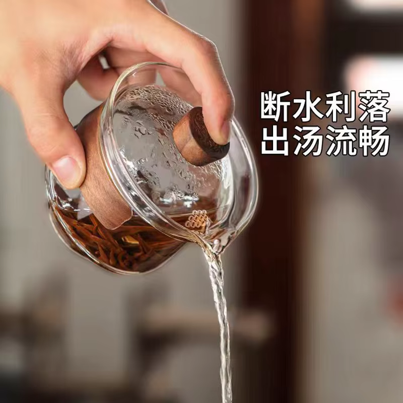 Nouveau couvercle de tasse Gaiwan en verre de silicone à haute teneur en bore, isolation thermique e