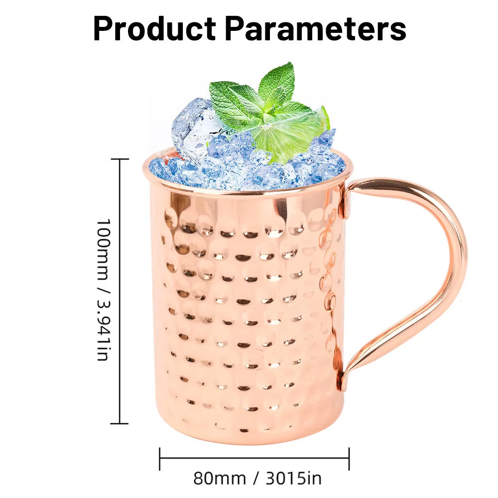 Mug Moscow Mule en cuivre, durable, pour bière, café, lait, en cuivre pur, pour bar, vaisselle, acce