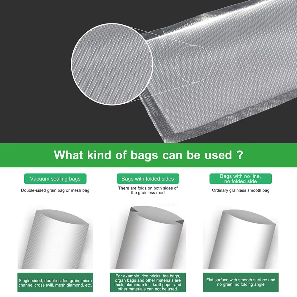 Sacs sous vide pour aliments, rouleaux de sacs de conservation des aliments, sacs d'emballage sous v